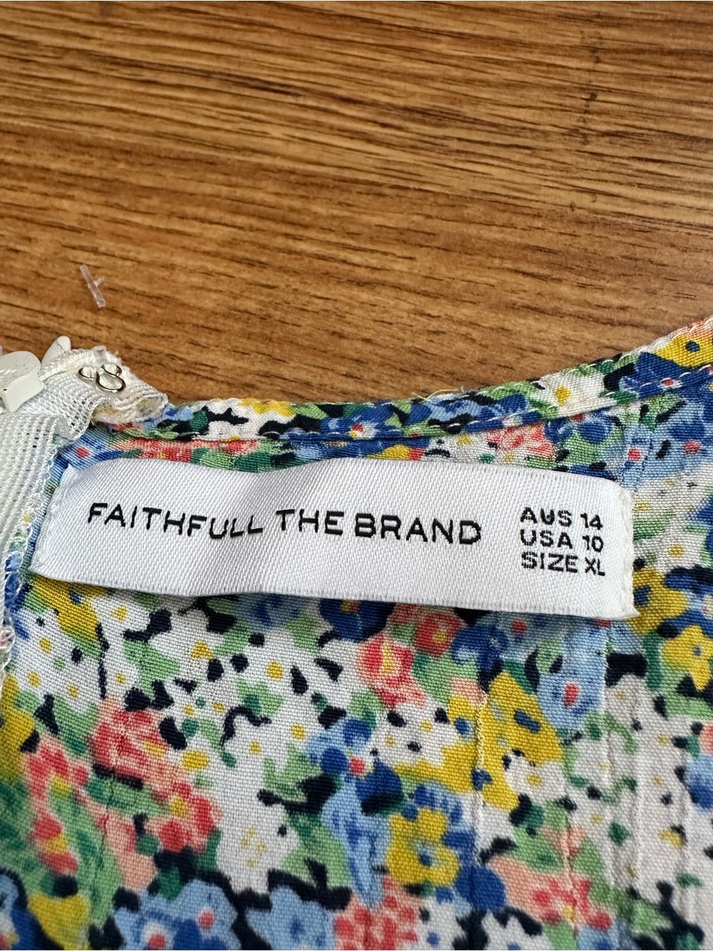 Faithfull the Brand floral mini dress Size 10 Blue White Yellow Orange - Picture 4 of 13